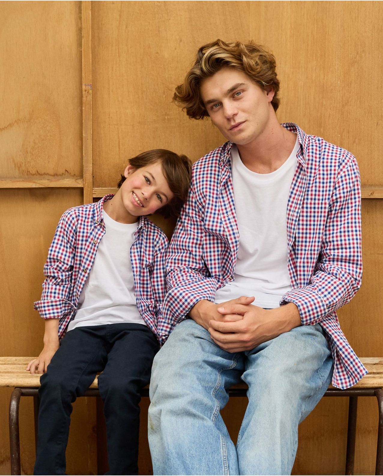 Chemise flanelle col boutonné vichy bleu/rouge