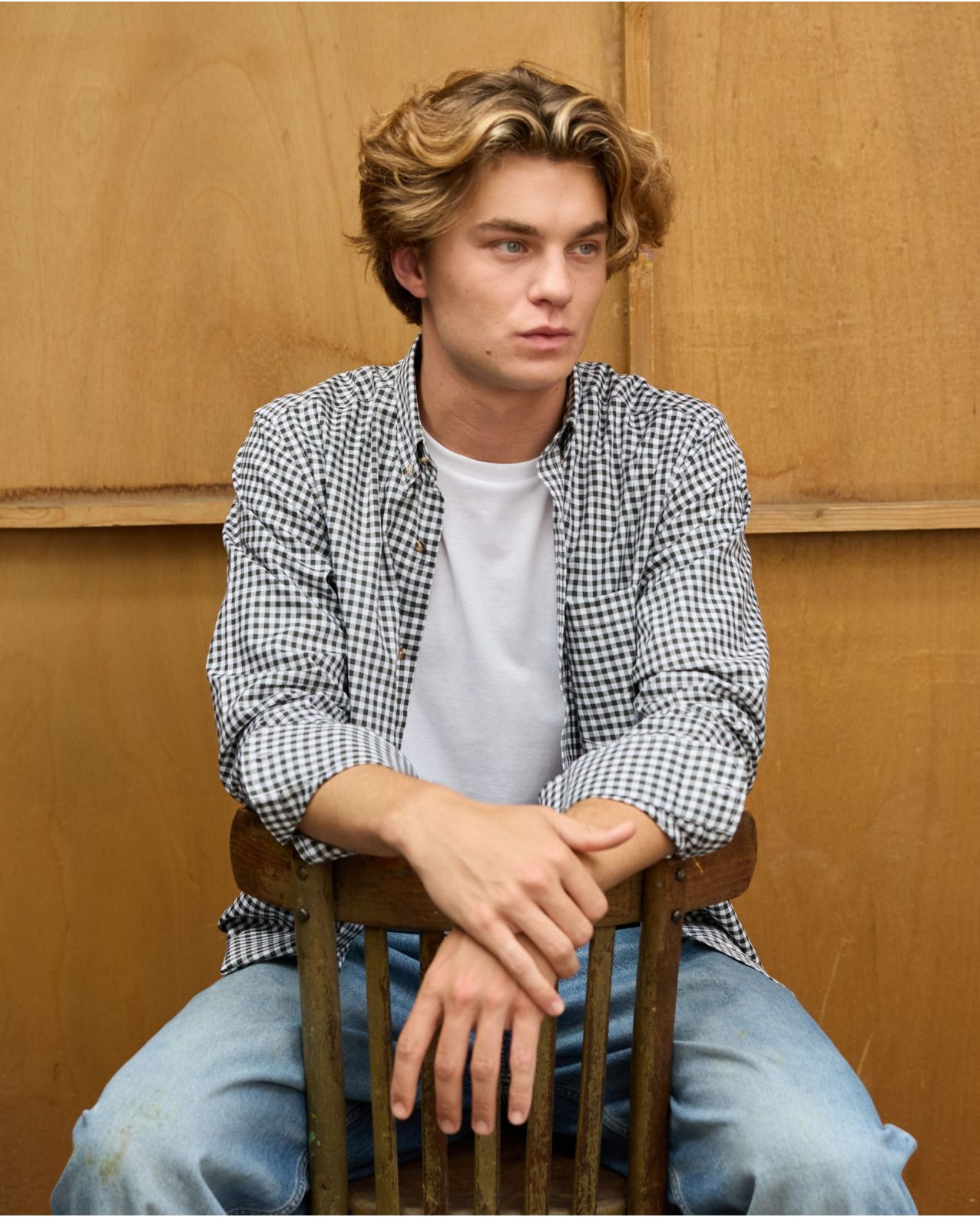 Chemise flanelle col boutonné vichy kaki