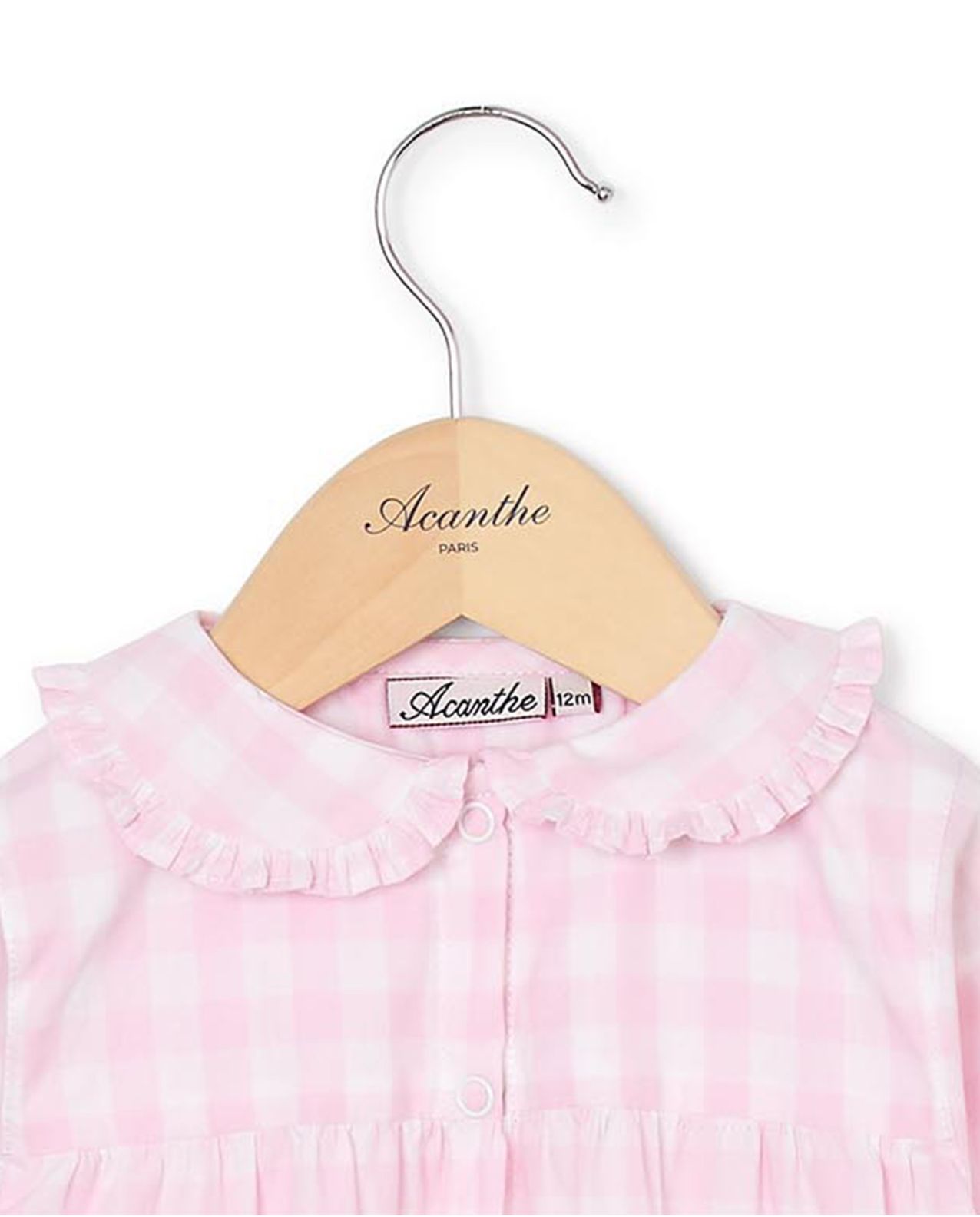 Pyjama combinaison gros vichy rose pâle