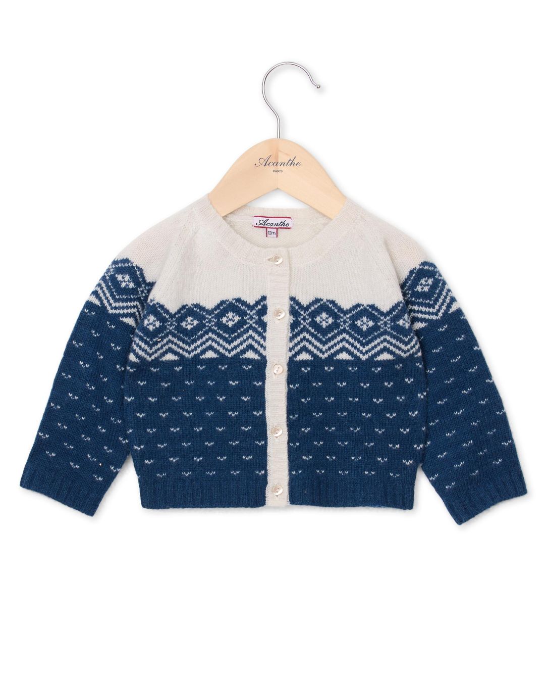 Acanthe gilet jacquard en laine bébé
