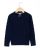 Pull torsades coton marine